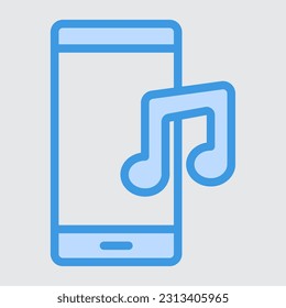 Music smartphone blue line icon, use for website mobile app presentation