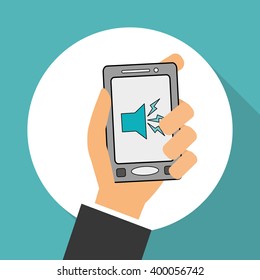 music and smartphone icon design, vector illustration