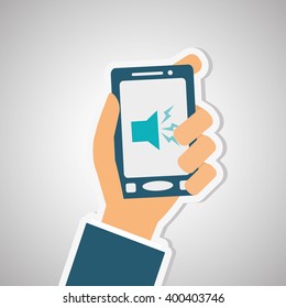 music and smartphone icon design, vector illustration