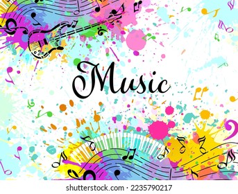 Music and snowflakes abstraction. Christmas Concer background . Vector illustration