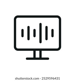 Ícone isolado do software de música, produção de música e edição do símbolo vetorial do software com traço editável
