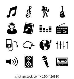 Music Solid Icons Vector Design