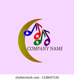 Music Song On the crescent moon logo vector