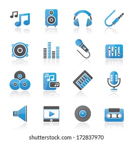 Music, sound and audio icons - vector icon set