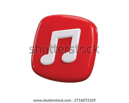 Music Sound button icon 3d render concept of Red Button with Music Symbol icon vector illustration