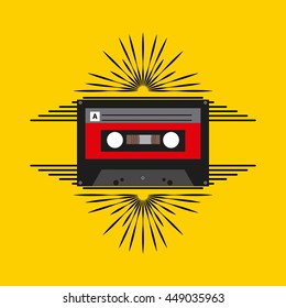 Music and Sound concept represented by cassette icon. Colorfull and flat illustration. 