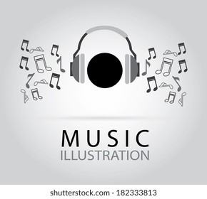 music and sound design over gray background, vector illustration