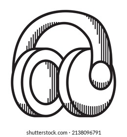 Music sound device .Wireless headphone outline icon. Music concept.Line art vector illustration. Isolated on white background.