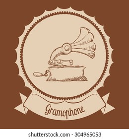 Music and Sound digital design, vector illustration 10 eps graphic, Gramophone