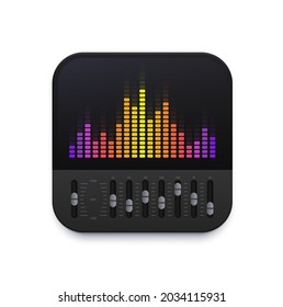 Music sound equalizer interface icon, vector audio wave app of DJ song mixer. Music sound equalizer icon for podcast or radio volume bass and record or digital player tuner application