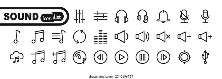 Music and sound icon set. Music sign. Vector
