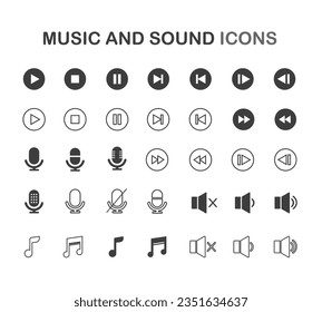 Music and sound icon set. Music sign. Vector illustration