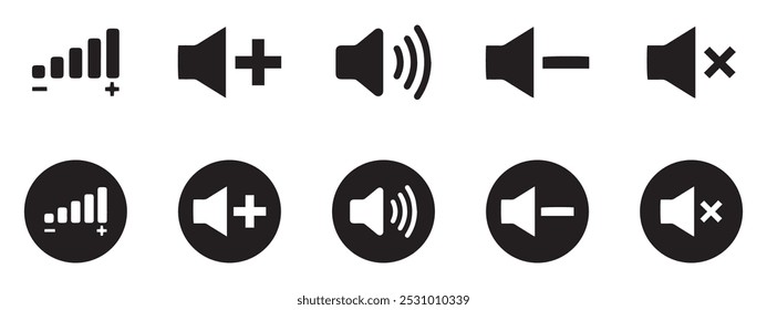 Musik- und Soundsymbolsatz. Musikzeichen.Audiovideosymbole eingestellt. Musik, Ton, Schnittstelle Multimedia-Symbole Video Einfache Vektorgrafik eps 10.