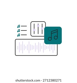 Icono de música y sonido. Ilustración lineal de Vector aislado sobre un fondo blanco.