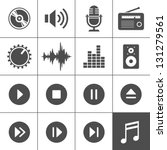 Music and sound icons. Vector illustration. Simplus series