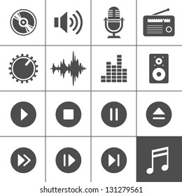 Music and sound icons. Vector illustration. Simplus series