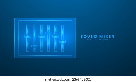 Music and sound mixer. Music sound equalizer interface. Vector illustration with light effect and neon