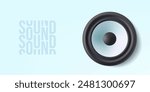 Music sound speaker 3d audio stereo system. Realistic radio round subwoofer for loud amplifier, acoustic concert voice tune device. Deep bass butyl rubber surround. Movie audio system power volume
