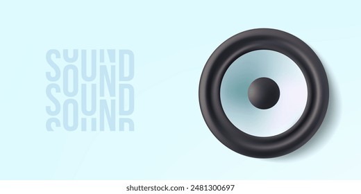 Music sound speaker 3d audio stereo system. Realistic radio round subwoofer for loud amplifier, acoustic concert voice tune device. Deep bass butyl rubber surround. Movie audio system power volume