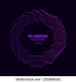 Music and Sound Splash Ripples Ring. Flowing Round Wave of Particles. 3D Vector Illustration. Sound Visualization.