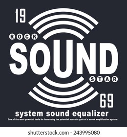 Music sound typography, t-shirt graphics, vectors