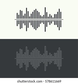 Music sound wave. Audio technology, musical pulse. 