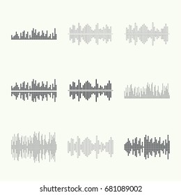 Music sound wave. Audio technology, musical pulse. Waveform line.