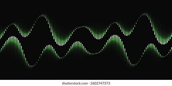 Music Sound Wave Background. Abstract Digital Audio Wave. Vector Neon Radio Beat. Equalizer Pulse Effect