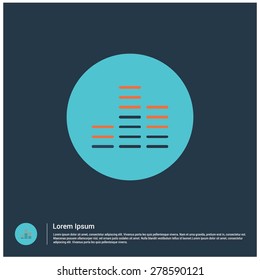 music sound wave icon, vector illustration. Flat color design style