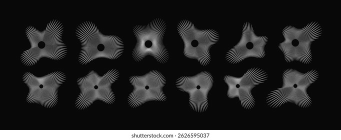 Music Sound Wave Line Icon. Circular Vector Soundwave Pattern. Abstract Radial Audio Effect on a Black Background.