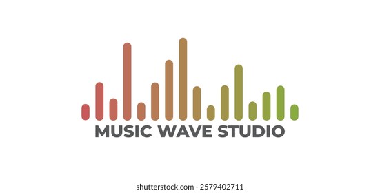 Music Sound Wave Symbol -  Music studio concept flat vector illustration of the sound symbol. Bright voice and sound imitation lines. Loud voice beat frequency soundtrack wave vectorized icon.