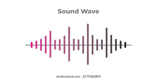 Music Sound Wave Symbol -  Voice recognition concept flat vector illustration of sound symbol. Bright voice and sound imitation lines. Loud voice beat frequency sound track wave  vectorized icon.