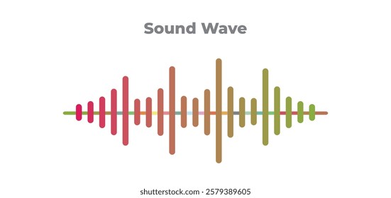 Music Sound Wave Symbol -  Voice recognition concept flat vector illustration of the sound symbol. Bright voice and sound imitation lines. Loud voice beat frequency soundtrack wave vectorized icon.