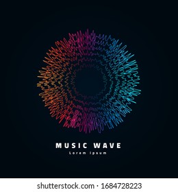 Music sound wave vector design template.Audio digital equalizer technology poster design.Music sound flyer with abstract gradient line waves
