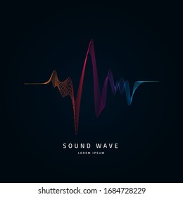 Music sound wave vector design template.Audio digital equalizer technology poster design.Music sound flyer with abstract gradient line waves