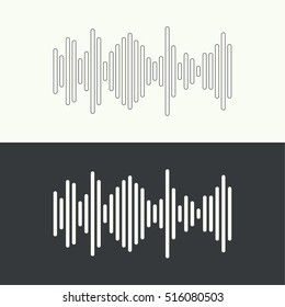 Music sound wave. Vector icon. Audio technology, musical pulse. Waveform line.