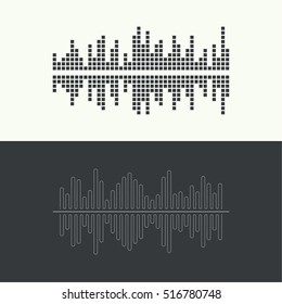 Music sound wave. Vector icon. Audio technology, musical pulse. Waveform line.