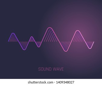 Music sound waves. Audio equalizer technology, pulse musical. Vector illustration.