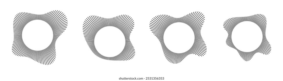 Music sound waves circles set. Equalizers vector icon design set. Music symbol. Circular audio radial spectrum lines