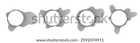 Music sound waves circles set. Equalizers vector icon design set. Music symbol. Circular audio radial spectrum lines	
