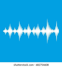 Music sound waves icon white isolated on blue background vector illustration