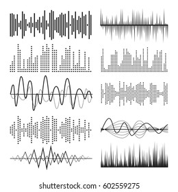 Music Sound Waves Pulse Abstract Vector. Equalize Music Sound Wave Bar. Abstract Voice Beat Illustration