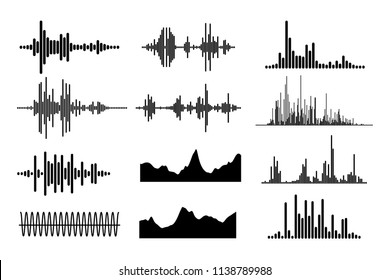 Music sound waves set. Music bar. Signal radio. Vector illustration