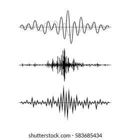 Music sound waves set isolated on white background. Audio equalizer technology, pulse musical. Vector illustration