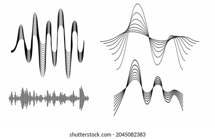 Imagen vectorial de ondas de sonido musicales negra.