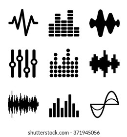 Music Soundwave Icons Set on White Background. Vector