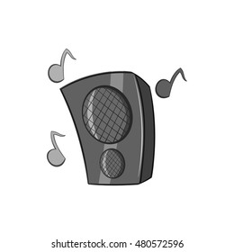 Music speacker icon in black monochrome style isolated on white background. Device symbol vector illustration