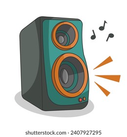 Caricatura de altavoz musical. Ilustración del vector del altavoz de música