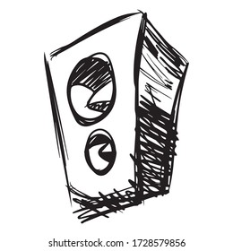 music speaker graphic design vector illustration, icon, logo, music symbol, art sketch sketch, hand draw, use in print