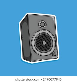 Music speaker icon. Cartoon illustration vector design of music speaker vector for animation. Isolated in a blue background